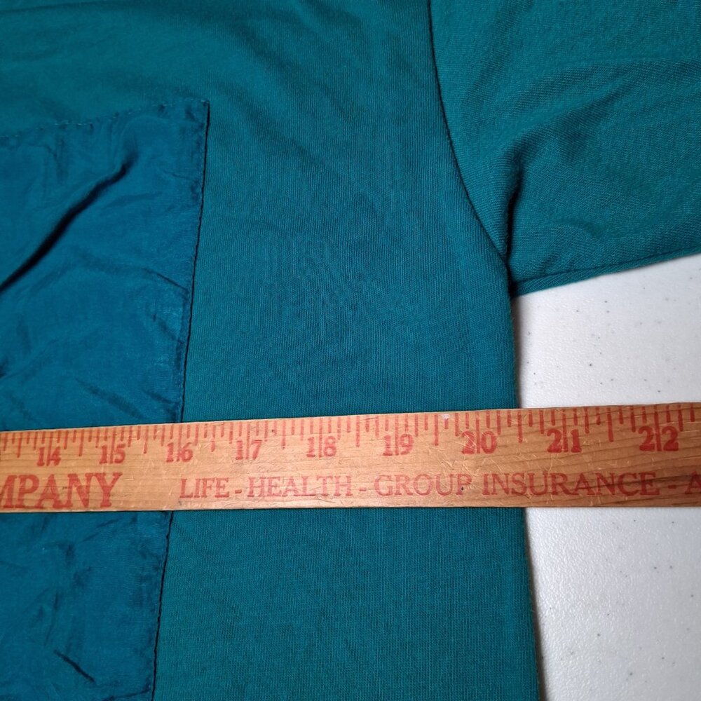 Vintage 1990s Bold Spirit Shirt Women Medium Turquoise Gold Sun Patch Celestial - Picture 4 of 13